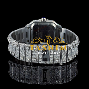 Reloj de Moda Cuadrado para Hombre con Diamantes Moissanite VVS, Completamente Cubierto de Piedras, Movimiento de Cuarzo, Cronógrafo, Estilo Simple, Deportivo y Ejecutivo - Product Image 4
