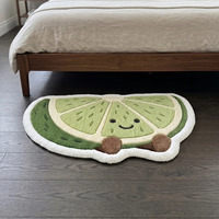 Tapis d'appoint géométrique antidérapant en laine tuftée à la main, motif tranches de citron vert, unique et mignon, doux pour la décoration de chambre d'enfant