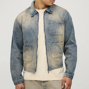 แจ็คเก็ตเดนิมแบบสั่งทำพิเศษ แจ็คเก็ตปะติดปะต่อ แจ็คเก็ตผ้าฝ้ายเดนิมสไตล์ยูร์บัน สำหรับตลาดสหรัฐอเมริกา - Product Image 1