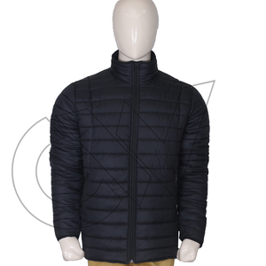 Carewear Sports OEM Men's Navy Blue Stand Collar Puffer <b>Jacket</b> Casual Breathable <b>Waterproof</b> Windproof Zipper Closure Regular Fit - Product Image 3