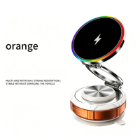 Support de chargeur sans fil rapide avec lumière RGB et ventouse pour téléphone, rotation à 360° °   Support de téléphone magnétique pour voiture, pliable et rotatif, à aimants puissants