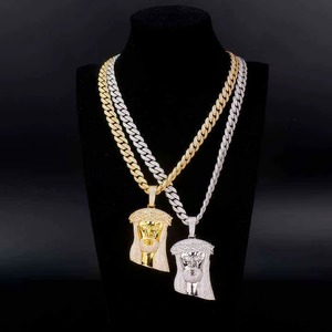 Colgante con Rostro de Jesús con Micro Pavé de Moissanita, Plata 925 Chapada en Oro, Estilo HipHop para Hombre, Uso Diario, Collar de Fe Religiosa - Product Image 2