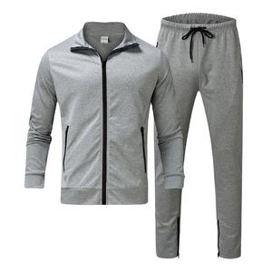 Nuevo estilo chaqueta y pantalones de chándal cremallera tobillo conjunto de dos piezas bolsillo cruzado 100% algodón orgánico fondo grueso Zip Up chándal para hombres - Product Image 1