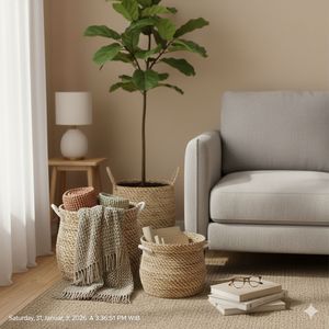 Ensemble de 3 paniers GENTONG en écorce de bananier, artisanat - Product Image 5
