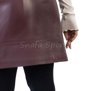 Jupe vintage matelassée taille haute en similicuir PU avec fermeture éclair, style européen et américain, pour femme, avec dentelle et anti-plis - Product Image 6