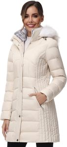Women's Lightweight <b>Packable</b> Hooded Winter Quilted Puffer <b>Jacket</b> Detachable Sleeves Hat Zipper Closure Waterproof Wool - Product Image 4