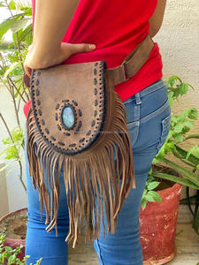 Cinturón de dinero de cuero hecho a mano real Cinturones de bolsillo de cintura de cuero con flecos Cinturones elegantes hechos a mano - Product Image 4