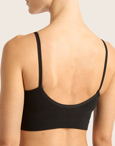 Women's Seamless Low Back <b>Bamboo</b> Ribbed Breathable Black Yoga <b>Bra</b> High Support Solid Color Cheap Price Low MOQ - Product Image 5