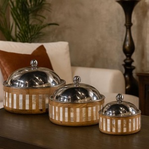 Plato de servir de lujo hecho a mano, plato de servir de nácar, tazón de servir de madera de mango, vajilla de madera, tazón decorativo - Product Image 3