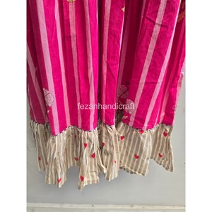 Vestido Midi Boho con Cuello en V, Corte en A, Bordado a Rayas, Manga Farol, Ajuste Holgado, Vestido Casual de Verano para Mujer - Product Image 3