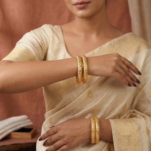 Elegant Traditional Gold Plated <b>Bangle</b> <b>Set</b> for Women Classic Slim Stack Bracelet Ethnic Daily Wear Jewelry - Product Image 5