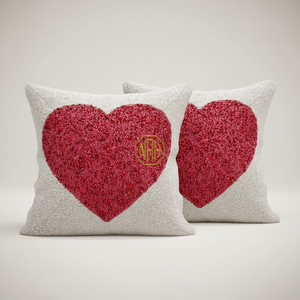 Funda de Almohada Blanca Bordada a Mano con Corazón Rojo y Cuentas de Loro, Funda de Cojín Moderna de Lujo para Hogar y Hotel, Exportación Directa de Fábrica Personalizada - Product Image 1