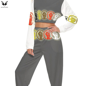 Conjunto deportivo de dos piezas para mujer, top corto moderno con pantalones jogger, ideal para correr, hacer ejercicio, estar en casa y estilo urbano. - Product Image 5