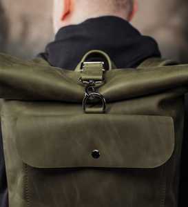 All Weather Leather <b>Roll</b> Top <b>Backpack</b> Reinforced Stitching Laptop Rucksack For Industrial Supply LTBP-0297 - Product Image 4