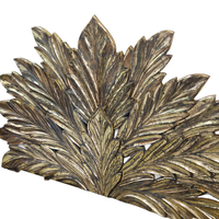 Tête de lit Smart Art en bois d'ingénierie, taille Queen, motif feuille de palmier, finition dorée, style Maroc et côtier, inspirée des styles tropicaux