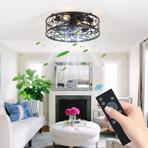 Ventilatore da Soffitto LED Vintage da 18 Pollici con Gabbia, Nero, Funzionamento Silenzioso con Telecomando, Stile Industriale per Soggiorno e Camera da Letto - Product Image 2