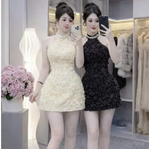Minivestido Sexy y Elegante para Mujer, Diseño Simple, Color Sólido, Lavable, Cómodo, Informal, Formal, Cintura Natural, Tejido de Punto, Manga Corta - Product Image 4