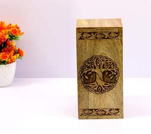 Urne funéraire carrée en bois pour cendres humaines, boîte commémorative pour enterrement, design Art Déco, options personnalisables pour mariage et Pâques - Product Image 5