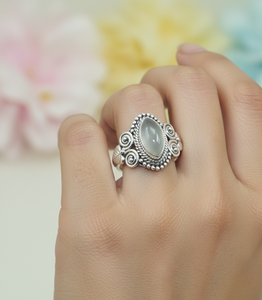 Natural Aqua Chalcedony Gemstone 925 Sterling <b>Silver</b> Rose & Yellow Handmade <b>Ring</b> Vintage Boho <b>Statement</b> Jewelry Gift For Women - Product Image 2