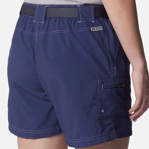 Shorts décontractés pour femme BE DOT en toile Oxford unie, respirants, taille haute élastique, séchage rapide, avec poches et logo sur la jambe droite - Product Image 6