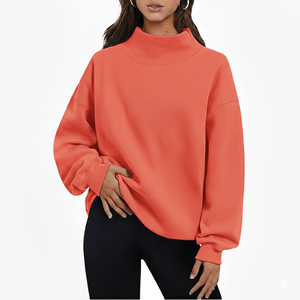Women Casual Long-Sleeved Lightweight Sweatshirt <b>Top</b> Autumn Double 100% Cotton Knitted Front Plain Dyed women <b>sweat</b> shirt - Product Image 3