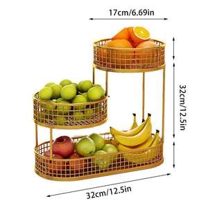 Modern 3 Tier Metal Fruit <b>Basket</b> Countertop Fruit Bowl <b>Storage</b> Rack Kitchen <b>Vegetable</b> Snack Organizer Stand Desktop <b>Basket</b> - Product Image 6