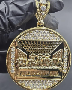 Colgante de la Última Cena de Jesús, Colgante de Fe Religiosa, Colgante de Plata 925, Colgante Hip Hop con Incrustaciones de Diamantes, Joyería para Hombres y Mujeres - Product Image 1
