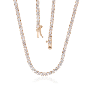 Women's 18K Gold Plated Zinc Alloy Baguette Diamond Channel Set Link Chain Classic Wedding Daily Necklace - Product Image 2