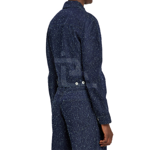 Wholesale Custom OEM Women's <b>Denim</b> <b>Jackets</b> Oversize Long Sleeve Basic Button Varsity <b>Lightweight</b> Paint Splatter Pockets Winter - Product Image 4