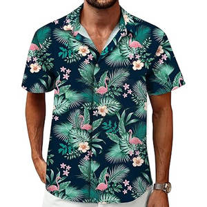 เสื้อเชิ้ตผู้ชาย OEM ผ้ากำมะหยี่ลายฮาวาย แขนสั้น ติดกระดุม เหมาะสำหรับใส่ไปเที่ยวทะเล ลายพิมพ์ทรอปิคอลสไตล์ฮาวาย ใส่สบายๆ ในวันหยุด - Product Image 2