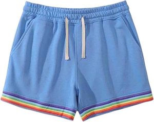 Mens <b>Rainbow</b> Shorts Summer Solid Stripe <b>Rainbow</b> Short Pants Drawstring Loose Casual Sports Running Gym Shorts for Men - Product Image 4