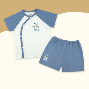 Conjunto de Bebé de Manga Corta con Botones Laterales ALB01, Unisex, Tejido de Punto Transpirable, 95% Modal, 5% Elastano, Vietnam - Product Image 1