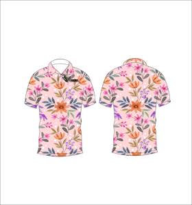 Camisa Polo para Hombre con Estampado Floral Tropical Rosa, Manga Corta, Casual, de Verano, Ligera, con Cuello, para Golf - Product Image 1