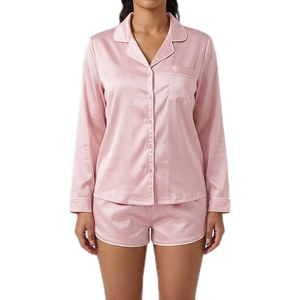 Conjuntos de Pijamas de Mujer, Manga Larga, Cintura Elástica, Transpirables, de Algodón, Spandex y Modal, con Logotipo Personalizado en la Parte Delantera, Estilo Vintage - Product Image 3