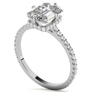 <b>Emerald</b> Cut Hidden Halo Moissanite <b>Ring</b> 925 Sterling <b>Silver</b> 14K Gold Plated Engagement <b>Ring</b> for Her Bridal Promise Party Jewelry - Product Image 2