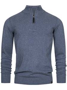 Pull-over en molleton tricoté bleu pour homme, 100 % coton, coupe classique, col rond, couleur unie, vêtement d'hiver coupe-vent doublé, décontracté, avec logo frontal - Product Image 2