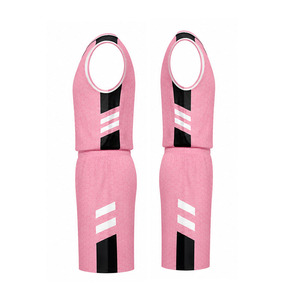 Conjunto de Uniforme de Baloncesto Ekin Impex Rosa sin Mangas con Cuello en V, Absorbente de Humedad, Uniforme para Adultos con Estampado Sublimado - Product Image 3