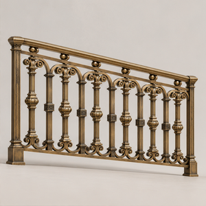 Arched Scrollwork <b>Railing</b> Handrail Balustrade in Bronze Finish for Luxury Hotels Villas and Classic Staircase Interiors - Product Image 1
