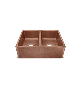 Low MOQ <b>Copper</b> Kitchen Double Bowl Sink <b>Copper</b> Farmhouse Double Bowl Sink Handmade Bowl Sink Manufacturer Supplier Wholesale - Product Image 2