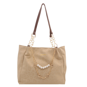 Sac à bandoulière élégant à imprimé léopard en polyester avec fermeture éclair et chaîne, grande capacité - Product Image 2
