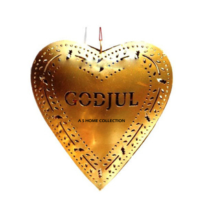 Adornos Navideños Rústicos Nórdicos Colgantes, Caja de Metal Dorado con Forma de Corazón, Decoración Festiva de Santa Claus, Regalos en Caja - Product Image 1