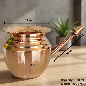 Medieval Edge ME-CNP-01 Pot Neti Ayurvédique en Cuivre Pur, Grande Taille, pour une Respiration Améliorée, Fabrication Indienne, pour Irrigation Nasale et Massage - Product Image 6