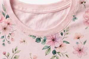 <b>Women's</b> <b>Pink</b> Print Crew Neck Short Sleeve Jersey Breathable Casual Spring Summer T-Shirt <b>Top</b> - Product Image 5