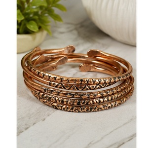 Custom Copper Magnetic Polished <b>Bangle</b> Adjustable Floral <b>Engraved</b> Artisan Cuff Bracelet Souvenir Crafts Jewelry - Product Image 2