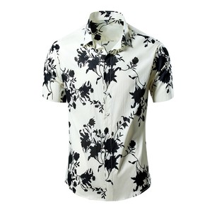 เสื้อฮาวายแฟชั่นฤดูร้อนสำหรับผู้ชาย แขนสั้น ลายดอกไม้และต้นไม้ ติดกระดุม สไตล์ลำลอง เหมาะสำหรับใส่ไปชายหาด - Product Image 2