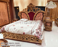 Ensemble de meubles de chambre à coucher de luxe en or poli, lit king size moderne de style européen, lit en bois avec commode, USA