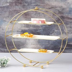 Élégant support à gâteau rond à 3 étages en or pour cupcakes, desserts, décoration de fête - Product Image 1