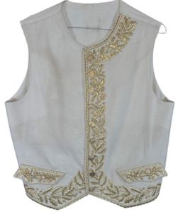 Chaleco Blanco Bordado con Frente Abierto, Estilo Medieval, Steampunk, Napoleónico, Francés - Product Image 2