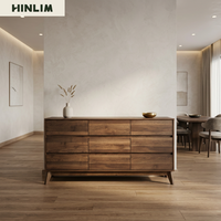 Aparador Moderno de Madera de Nogal de 1.5M, Mueble de Almacenamiento de Madera Sólida para Dormitorio y Comedor