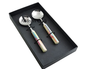 Ensemble de couverts à salade en acier inoxydable 18/8 à poignée personnalisée pour les événements de Noël Vaisselle en métal de qualité supérieure Ustensiles de cuisine - Product Image 1